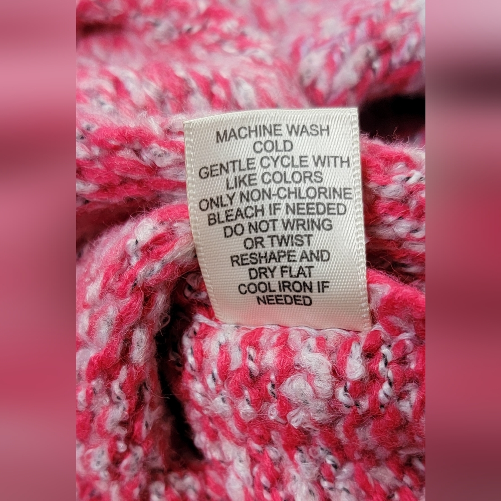 Sincerely Jules Chunky Knit Oversized Cropped Sweater Women's S Gray Pink Red NW - Picture 9 of 13